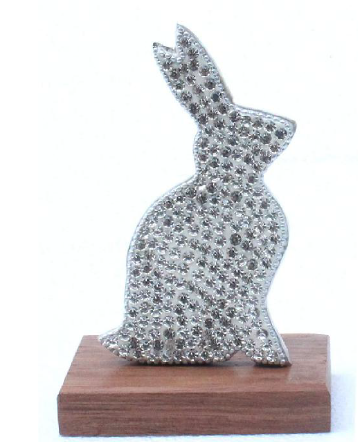 Handcrafted wooden rabbit statue with crystal eyes, perfect for Easter decor, home decor, or a gift  Wooden Table Top, Table Top Decor, Wooden Decor, Wooden Home Accessories, Wood and Metal made DÃ©cor, Metal DÃ©cor