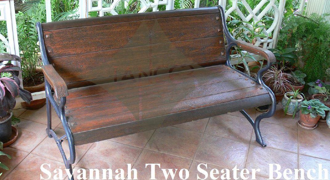 Savannah Garden Bench Double  Seater, Garden Bench, Wood Outdoor Patio, Park, Yard Seat Chair