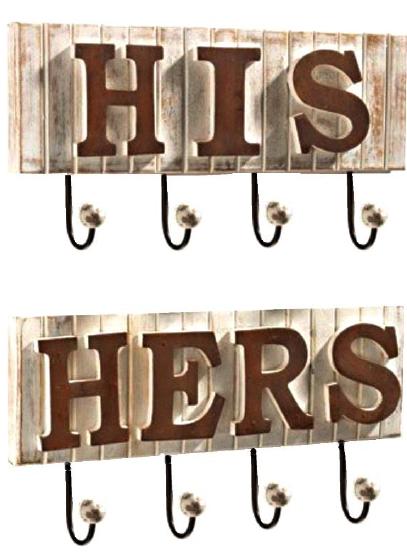 His Her Dog Hanger â Unique Key Holder 4 Hooks for Wall | Rustic DÃ©cor for Entryway | Cute Housewarming Gifts for Lovers
