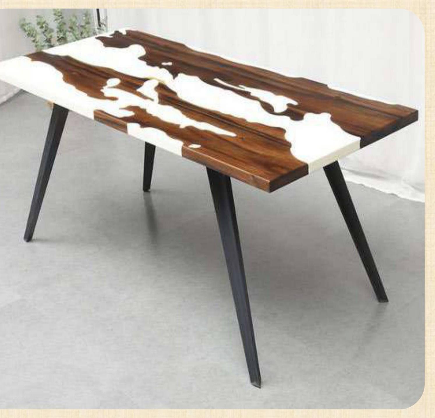 wooden brown plus white table