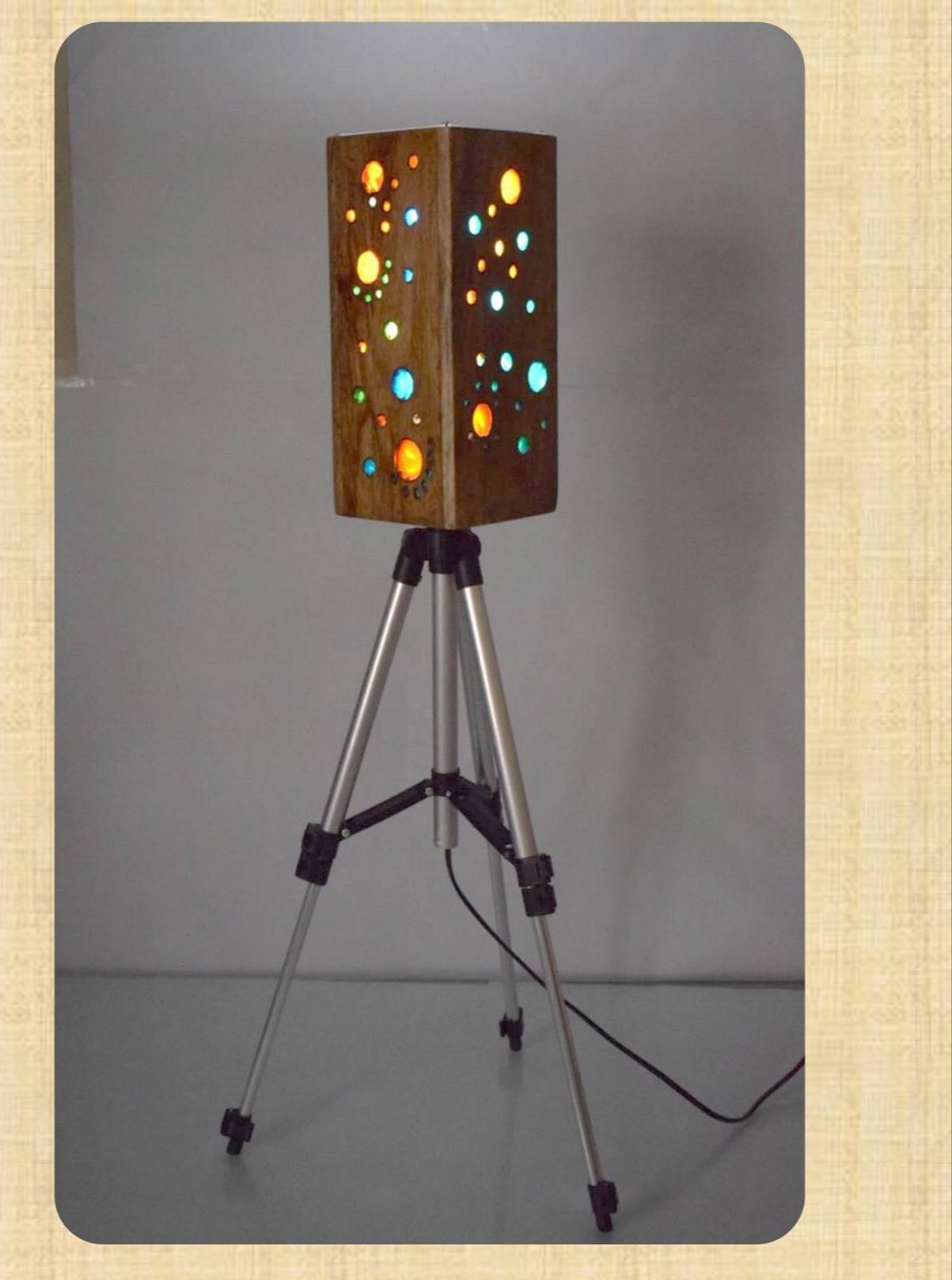 wooden lamp wuth stand